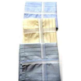 SET of 3 Men's Cotton Handkerchief Hanky - 17 inches Pocket Square